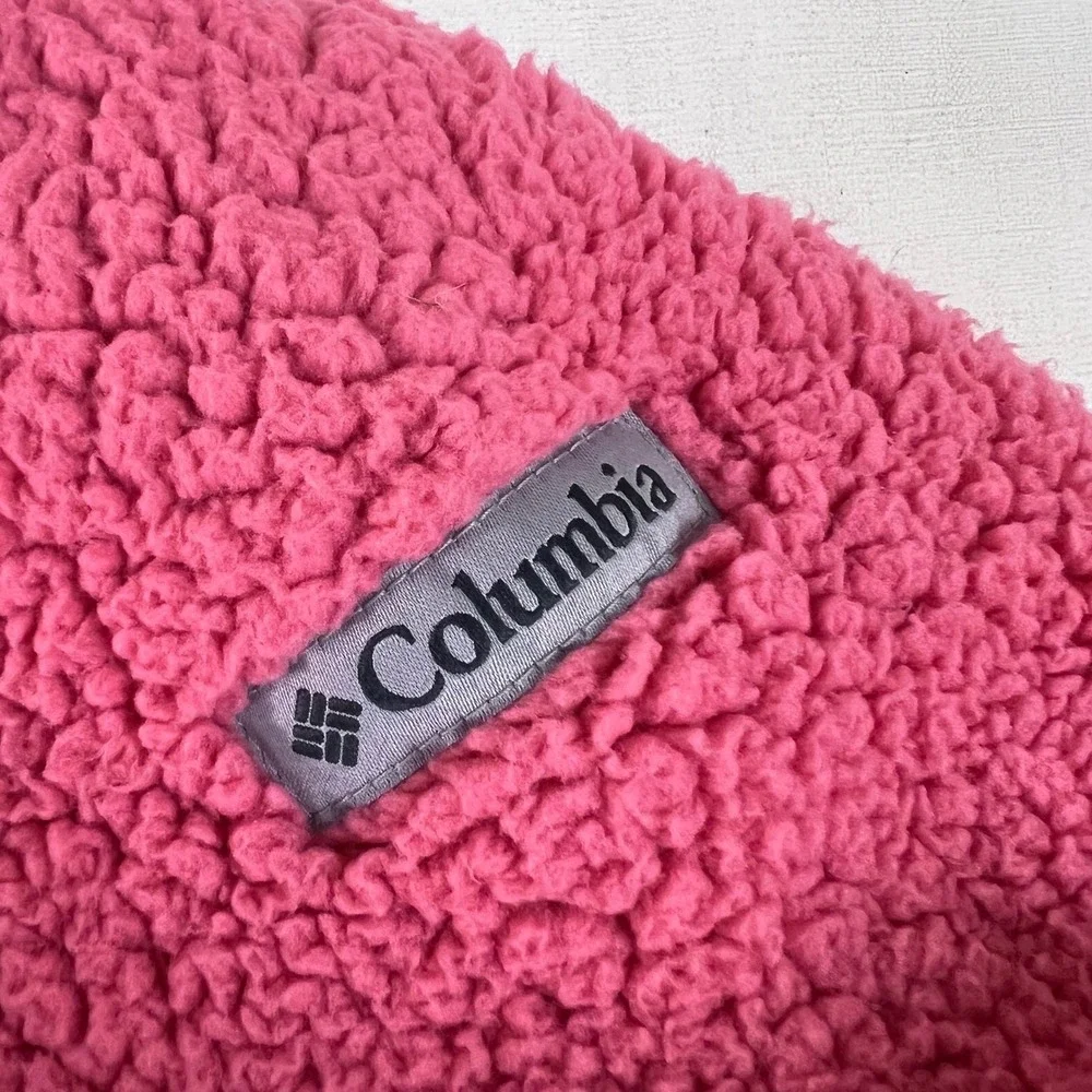 Columbia Coral Pink Fuzzy Fleece Jacket XL Full‎ Zip Girls Outdoor, Cozy READ